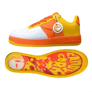 YUMS Candy Corn Sneakers – Bold Orange, Yellow, and White Leather Streetwear Shoes | Low Top Casual Footwear