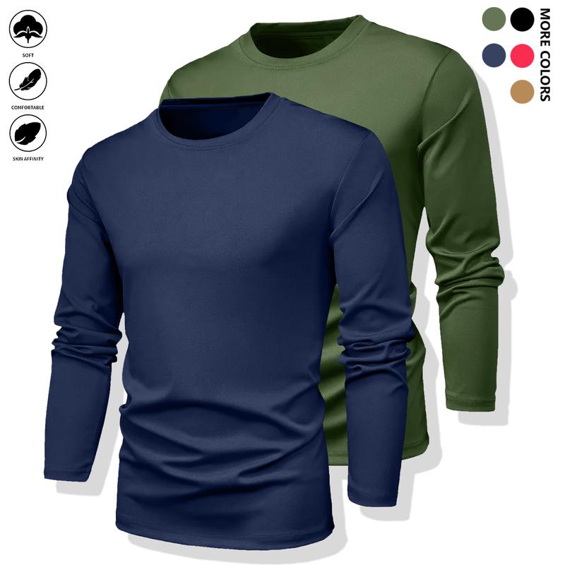 Men’s Long Sleeve T-Shirts – Quick-Dry Gym Shirts with Moisture-Wicking Fabric, Color Options for Workouts, Running, Casual Wear – Breathable Athletic Tops for Active Lifestyles, Workout Shirts, Running Gear, Round Neckline, Stretchy Material