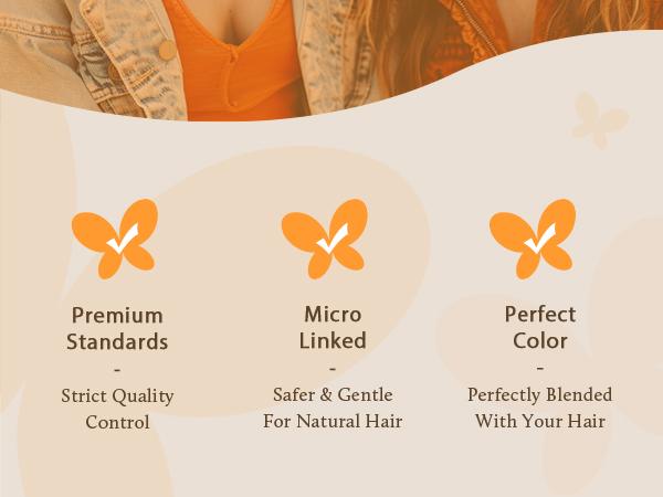 Doores Micro Link Hair Extensions 16-24inch 100% Human Hair Straight for Daily Use & Easy to Comb