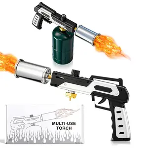 Powerful Propane Torch(Propane Tank Not Included),With One-Touch Max Fire Button and Safety Lock, Adjustable Blow Torch for Sous Vide Searing Steak, BBQ,Fireplace,Charcoal Wood