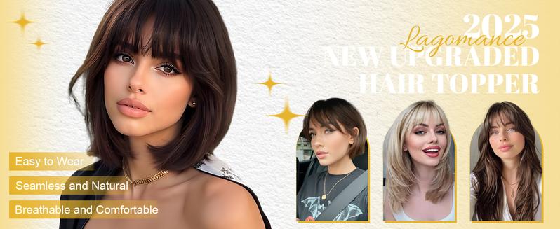 Hair Toppers for Women Real Human Hair Toppers for Women with Thinning Hairs Clip in Bangs 10 inch Swiss Base Hairpieces Loss Cover