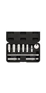 CASOMAN 10PCS 3/8"Drive Magnetic Spark Plug Socket Set, 6PT&12PT, Include Extension Bar, Universal Joint & Spark Plug Gapper, CR-V Steel