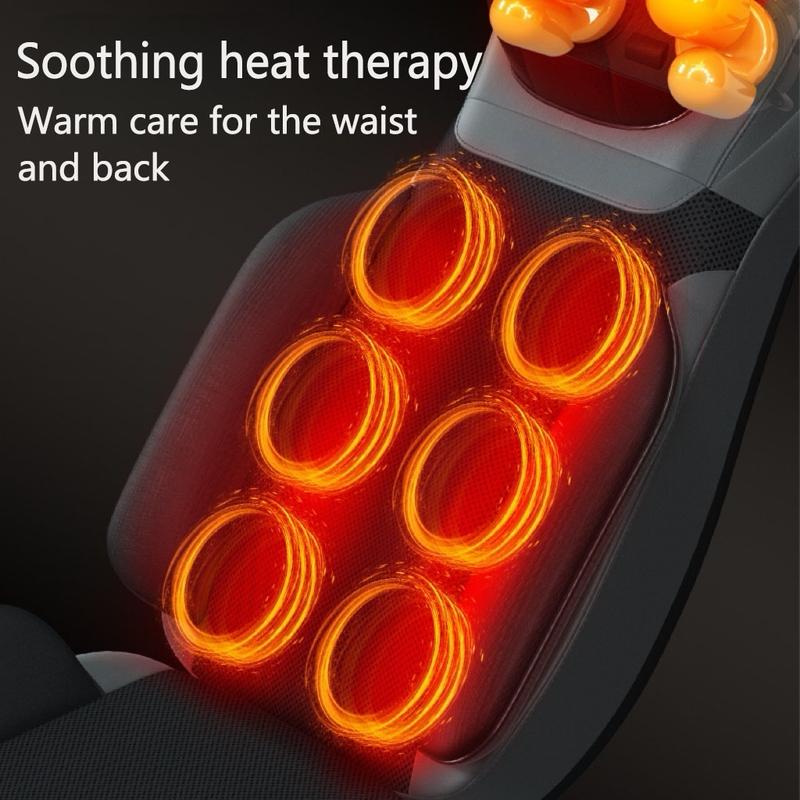 Shiatsu Back Massager with Heat, 3D Kneading Massage Chair Pad, Electric Full Body Seat Cushion for Neck & Shoulder, with Movable Multifunctional Leg & Foot Massager, Fits 62-69 Inches