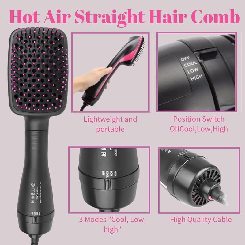 3 in 1 Comfort Comb Design Multifunctional Hair Dryer,Negative Ion Hair Straightener Hot Air Styling Tool for Straightening Drying Smoothing,Makeup Products, Back To School, Hair Straightener Comb