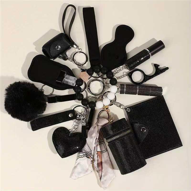 NewDesignHotWholesaleRhinestoneWomenSelf-DefenseAnti-WolfKeychain17pcsSetPompomsAlarmSelfDefense NewDesignHotWholesaleRhinestoneWomenSelf-DefenseAnti-WolfKeychain17pcsSetPompomsAlarmSelfDefense