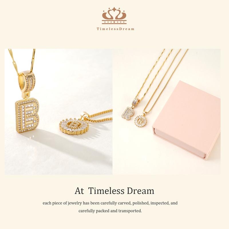 MEIITRUE 2 Pack Initial Letter Pendant Necklaces for Women 14K Gold Plated Cubic Zirconia Alphabet Necklace Fashion Jewelry Adjustable Length 17-19 Inches