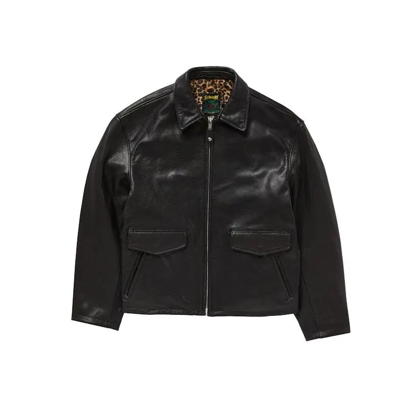 Supreme Men's Schott Leather Racer Jacket (FW24) Black, from StockX