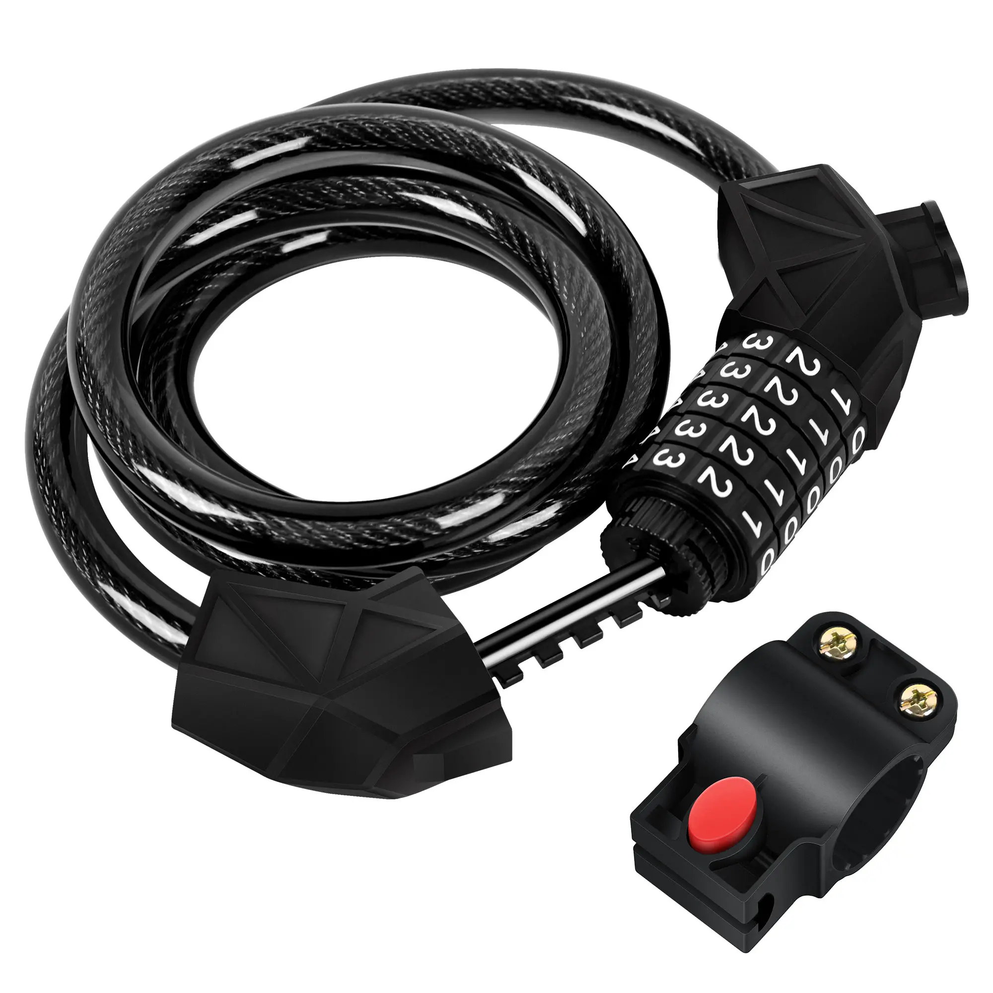Anti-Theft 5-Digit Code Bike Lock with 4ft Steel Cable, 100000 Combinations, Weatherproof PVC, User-Settable Code, Universal Fit, 30-Second Reset Bike Security Bike Lock Mount Bike Protection Bike Safety,summerwins Bicycle Accessories tiktokshopbacktoscho