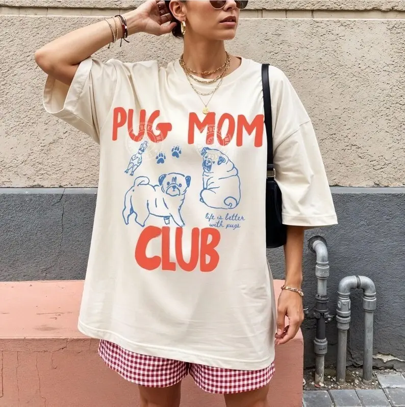Comfort Colors Pug Mom Shirt, Pug Mom Club Tshirt, Pet Parent Tee, Gift for Dog Mom, Dog Mom Graphic Tee, Dog Shirt, Dog Lover Tee