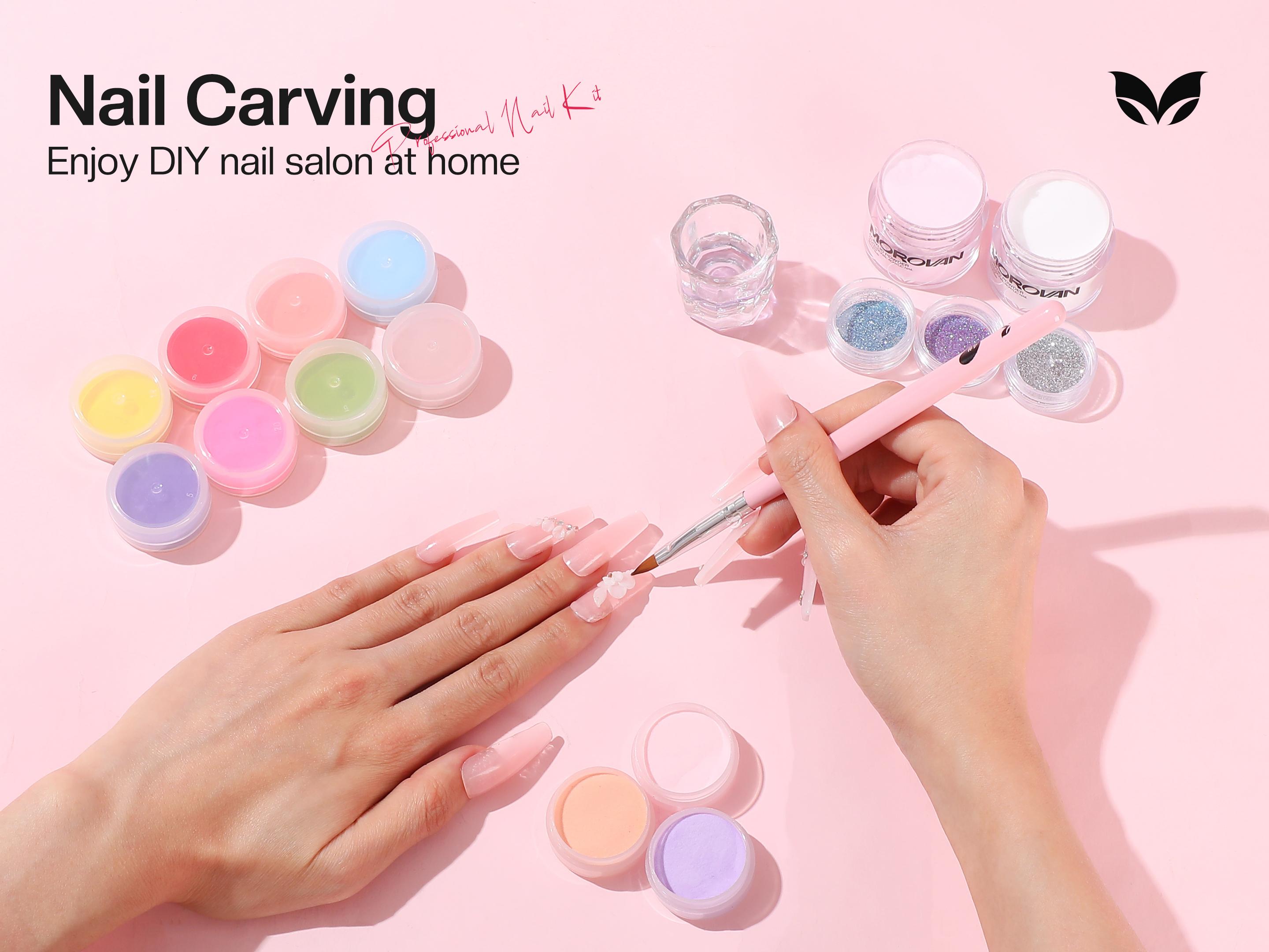 Morovan Blossom Series Acrylic Nail Kit for Beginners: With UV Light And Practice Finger - For Women Girl Salon-Quality