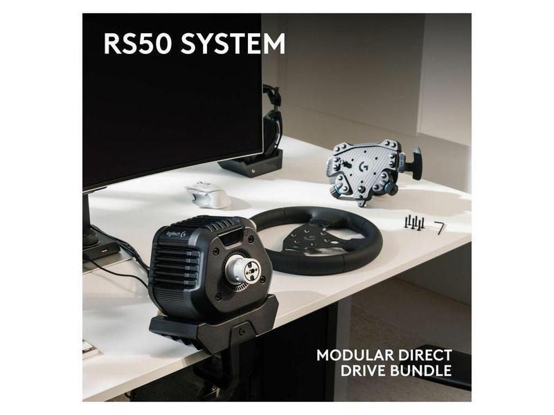 Logitech G RS50 System, 3-Piece Sim Racing Steering Wheel Setup - RS50 Wheel base with 8 Nm Direct Drive, RS Wheel Hub with 13 Buttons and RS Round Wheel 11-inch - For Xbox/PC  941-000272