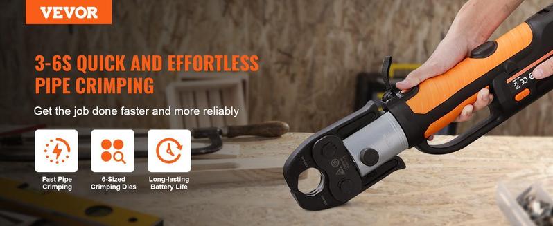 VEVOR Pro Press Tool, 18V Electric Pipe Crimping Tool for 1/2" to 2" Stainless Steel, Copper, PEX Pipes, Press Tool Kit with 6 Pro Press Jaws, 2PCS 4AH Battery, Fast Charger & Carrying Case VEVOR Pro Press Tool, 18V Electric Pipe Crimping Tool for 1/2" to 2" Stainless Steel, Copper, PEX Pipes, Press Tool Kit with 6 Pro Press Jaws, 2PCS 4AH Battery, Fast Charger & Carrying Case