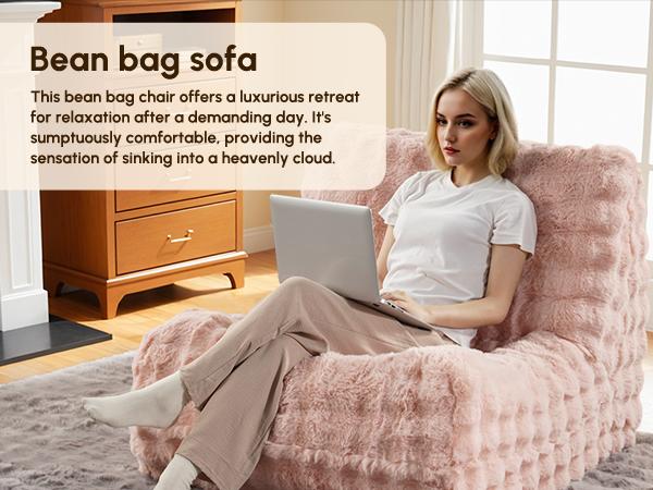 【Spring Glow Up】Ovios 29'' BeanBag Chair Lazy Sofa Couch for Adults - Plush Corduroy Fabric - No Assembly Required, Giant Oversized Fluffy Lounger Dod Bed for Home, Apartment, Gaming Venue & Dorm