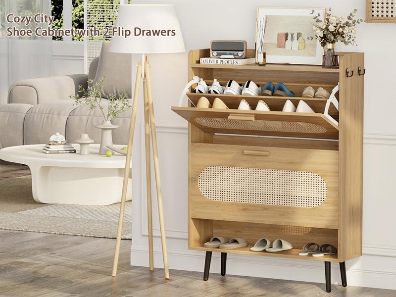 【HolidayHaul】Shoe Cabinet with Doors, 6-Tier Shoe Storage Cabinet with Adjustable Shelves, Wooden 50'' Tall Shoes Rack Organizer Cabinet for Entryway, Front Door, Hallway Closet, Living Room - Blue