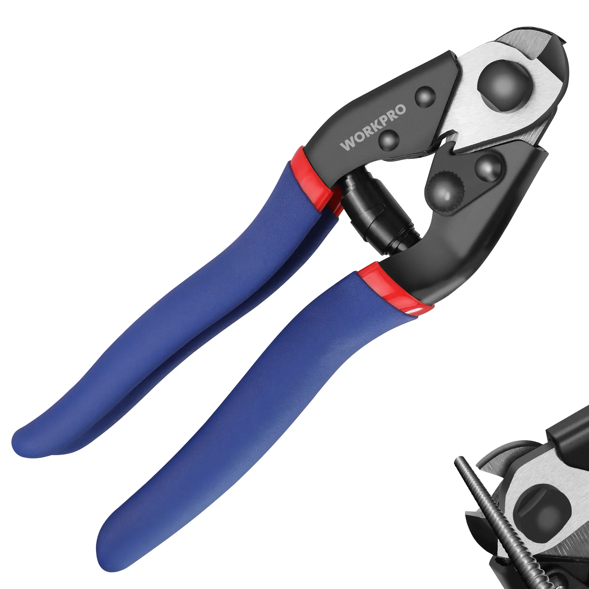 #backtoschool WORKPRO Cable Cutter, 7-1/2 Inch Heavy Duty Wire Rope Cutter, Chrome Vanadium Steel Jaw, For Hard Wire Ropes, Steel Wires And Aircraft Cables