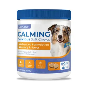 OURCARES Dog Calming Bites, Formula Upgrade 100 Soft Chews Pet Treats for EverydayStress Support-Vet-Reviewed Premium Ingredients