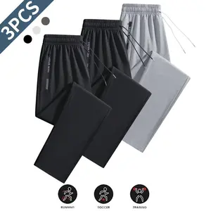 3PCS Men’s Quick-Dry Sports Pants Set - Breathable Athletic Training Trousers for Running and Soccer - Lightweight Performance Activewear Pack