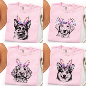 Easter Bunny Dog Shirt – 50 Dog Breeds Available, Custom Dog Lover Gift, Cute Bunny Ear Puppy Tee, Easter Dog Mom Shirt, Blossom Comfort Colors Easter Shirt