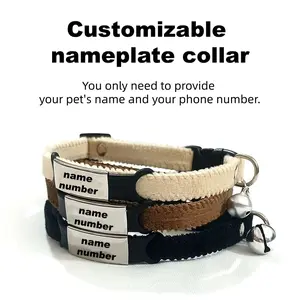 Customizable pet ID tag collar for cats and dogs, with laser engraving. phone number