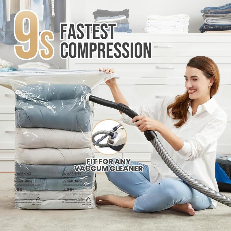 TAILI Extra Large Vacuum Storage Bag 4-6 Pack for Clothes Beddings, Space Saver, Space Saver Bag, Compression Bag , Vacuum Sealer Bag for Comforters Blankets Duvet, Closet Organizer