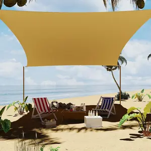 Sun Shade Sail 16'X20' Rectangle, Shade Cloth Canopy & Sunshade for Patio - UV Block Outdoor Shade Sail for Backyard, Deck, Garden, Yard and Facilities,Sand