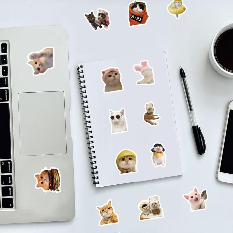 100 Pcs Funny Cat Stickers Cute Cat Meme Stickers for Adults Kitty Vinyl Waterproof Stickers for Water Bottles Laptops Phone Luggage Guitar
