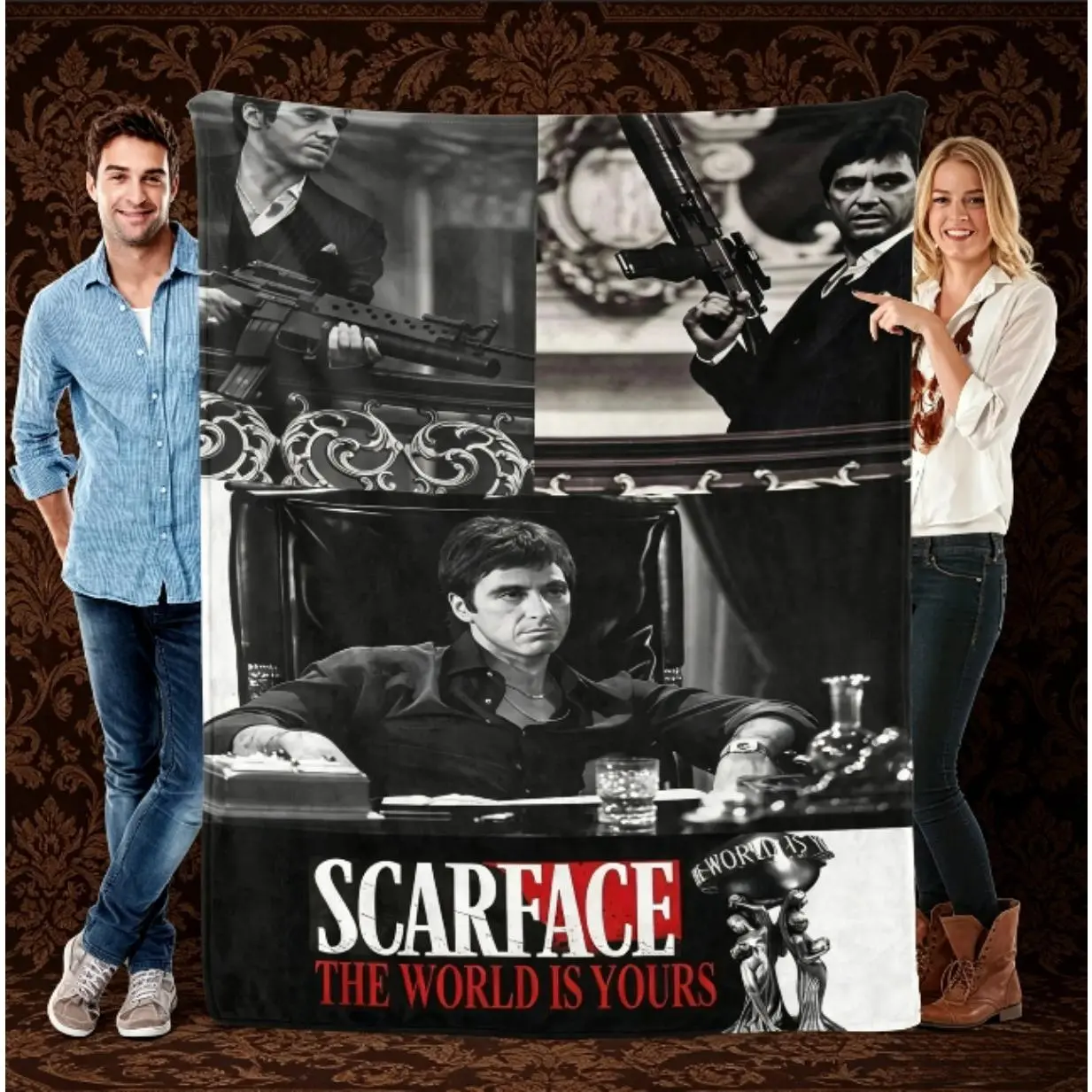 Scarface The World Is Yours Premium Soft Fleece Bedding Throw - Movies Themed Cozy Decorative Bedroom Blanket for Adults, Bed/Couch/Sofa Use, Holiday Gifts