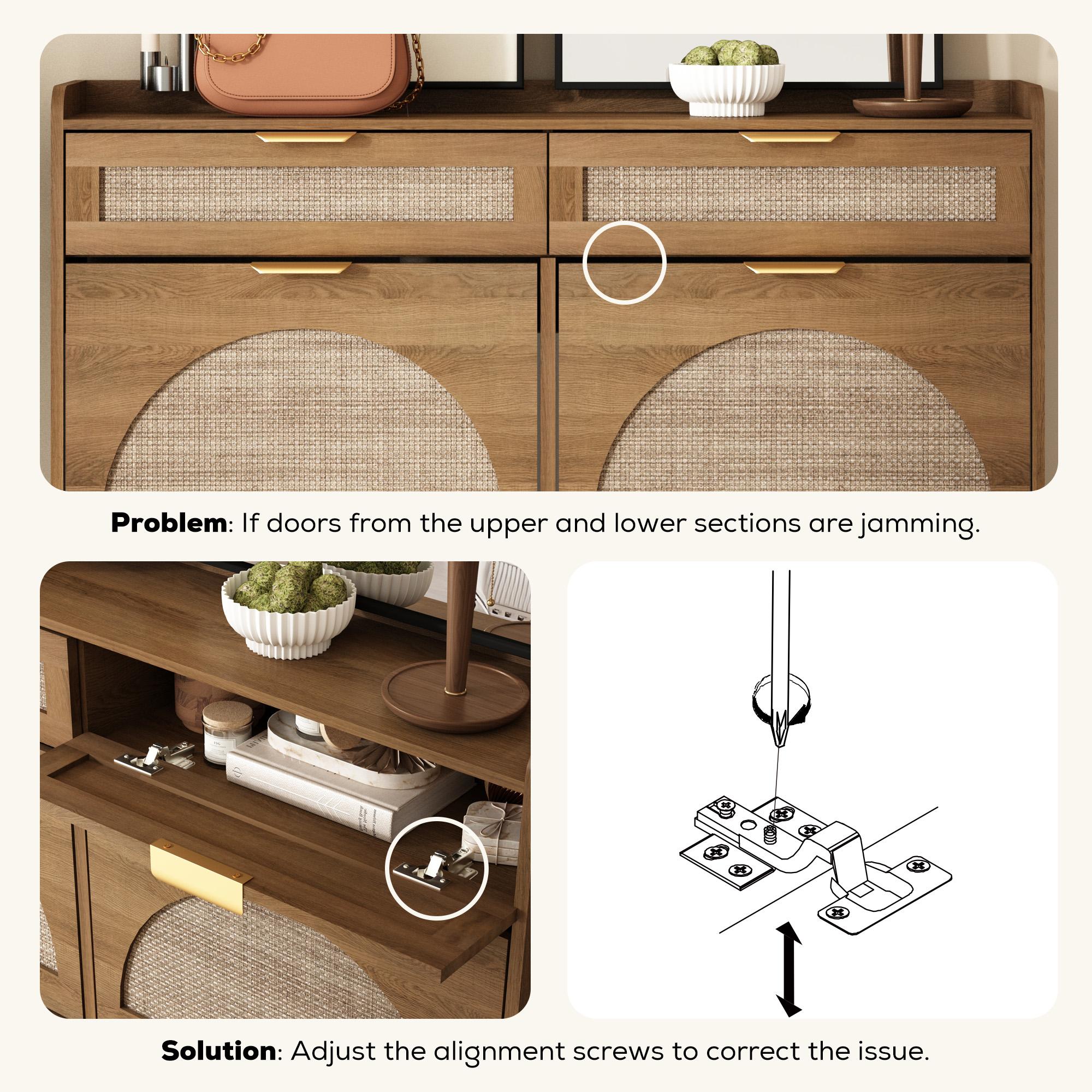 PieDle Furniture Boho-Chic Rattan Shoe Storage with Drawers for Home Entries