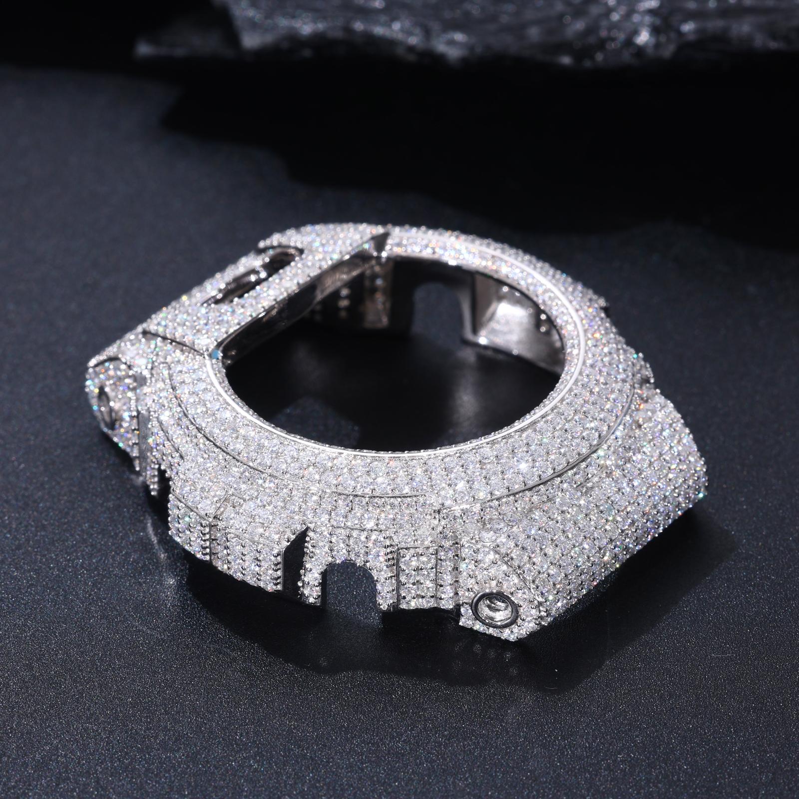 UCCIYO Compatible - DW 6900 Universal Bezel 18K Gold-Plated Lab-Grown Moissanite S925 Sterling Silver Moissanite Ice Crystal-Set Watch Case Unisex Hip-Hop Style Jewelry Gift