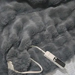 NuzzleLoom-Heated Blanket Throw, Fast Heating Electric Blanket Ultra-Soft Faux Rabbit Fur with 5 Heat Levels & 5H Auto Shut-Off, Overheat Protection, Machine Washable