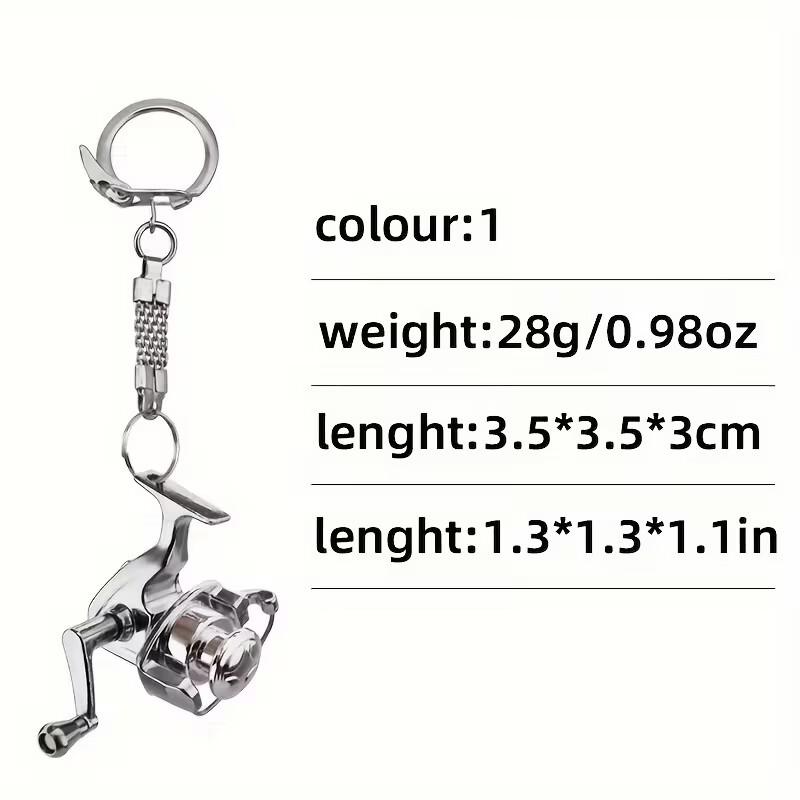Metal Fishing Reel Keychain Mini Decorative Pendant with Movable Key for Fishermen's Accessories Gold & Silver Options