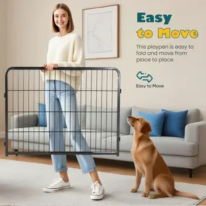 Dog Playpen Indoor - Pet Fence Puppy Exercise Pen for Yard Gate 8 Panel 24” Height Heavy Duty Crates with Doors Metal Dog Pen for Camping, RV, Outdoor, Small/Medium Pets