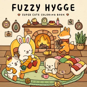 Fuzzy Hygge: Cute and Cozy Coloring Book for Adults & Teens Featuring Adorable Animals Characters for Stress Relief (Fuzzy Friends Coloring) Paperback – May 24, 2024
