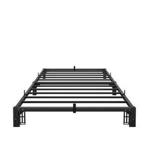 14 Inch Queen Platform Bed Frame with Storage, Heavy Duty Steel Slats, No Tools Assembly, 80" L x 60.24" W, Black