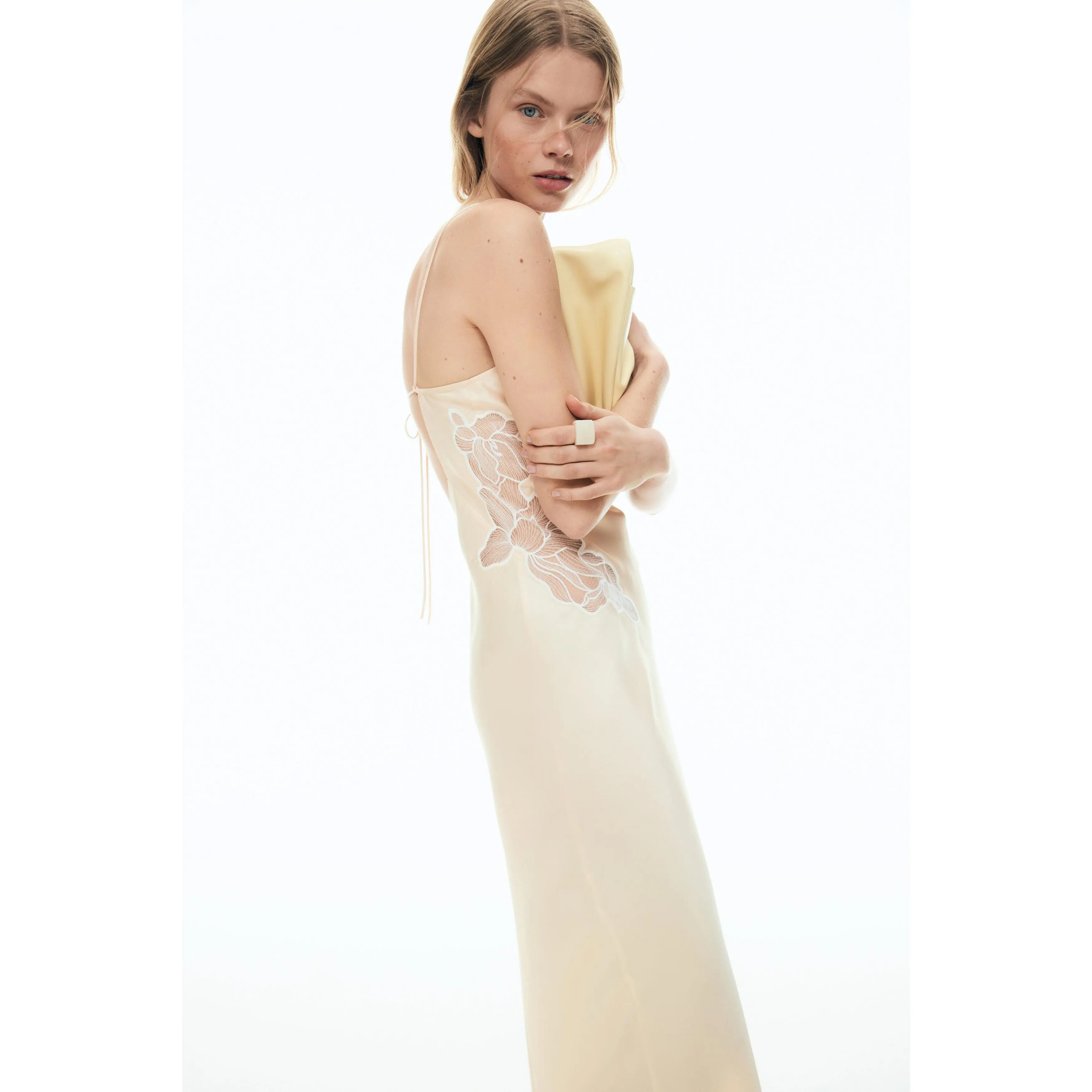 satin h&m dress Ladies - Cream Draped Satin Dress - Size: XS