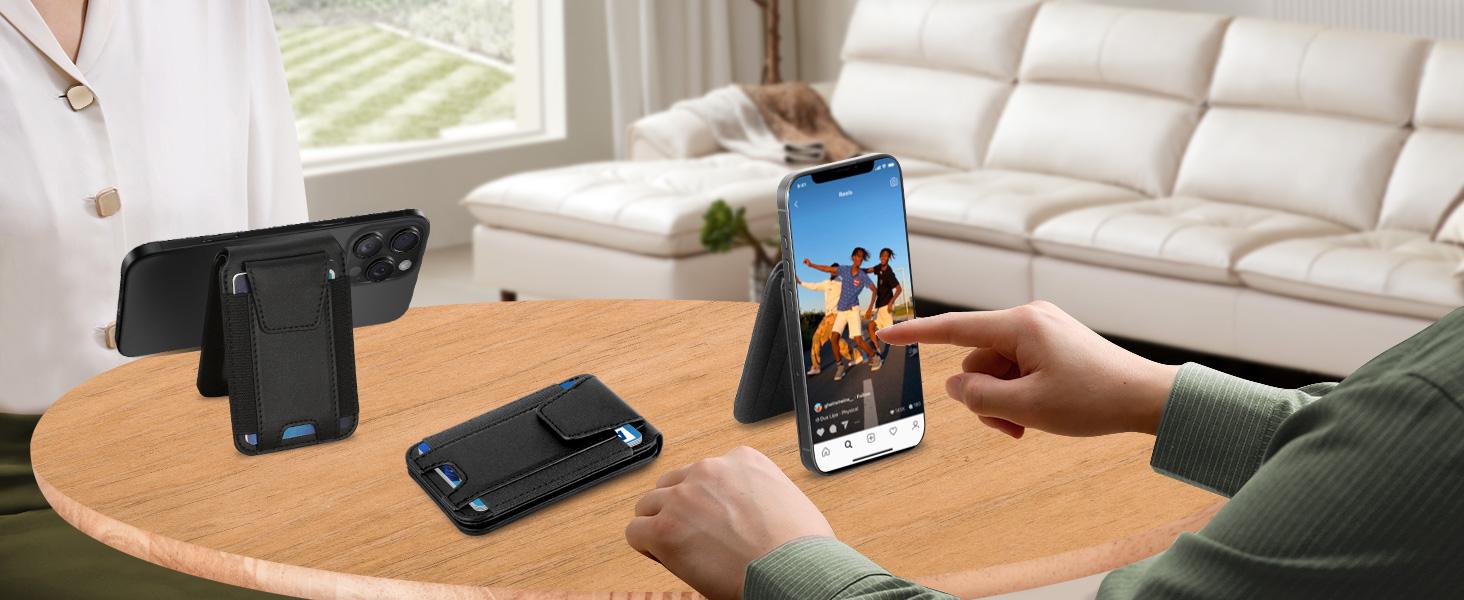 Magsafe Wallet, Works with Apple Find My(IOS only), Strongest Magnetic Wallet for iPhone 17/16/15/14/13/12 Series, Magnetic Card Holder with Adjustable Stand, 9 Cards Holder, Gifts for Boyfriend, Girlfriend, Mens, Males, Mother, Father