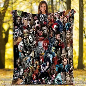 Aura Blankets Halloween Horror Movie Throw Blanket,Flannel Fleece Blankets,Michael Myer_s Bed Throws Blanket and Throws,Plush Cozy Lightweight Blanket,Soft Warm Blankets for Sofa Couch Bed Home Travel Camping