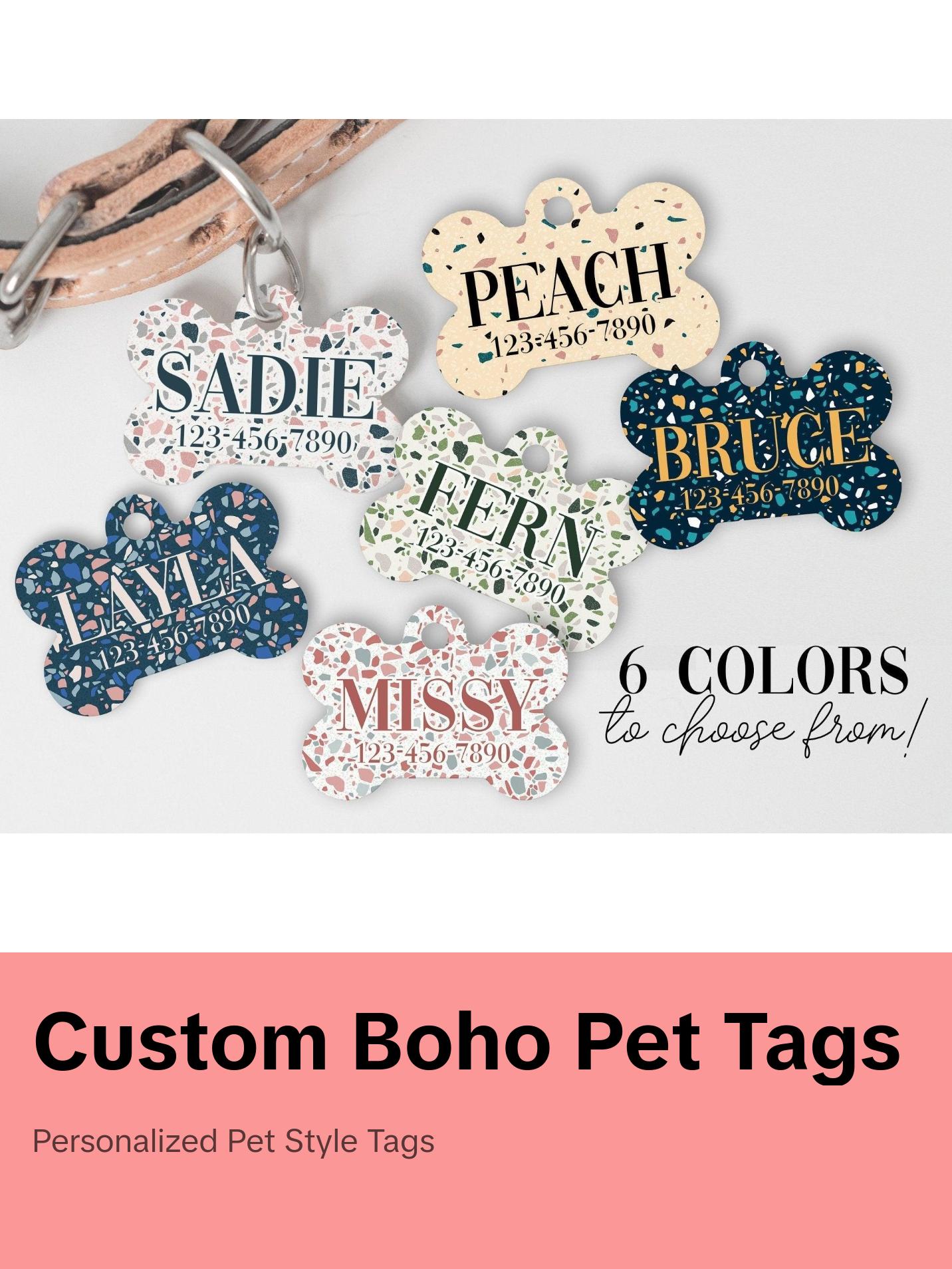 Boho Terrazzo Custom Dog Tags