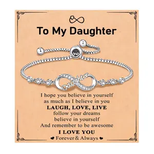 Infinity Love Heart Bracelets for Women Girls Birthday Christmas Valentine's Day Jewelry Gifts for Mom Daughter with Inspirational Message Card