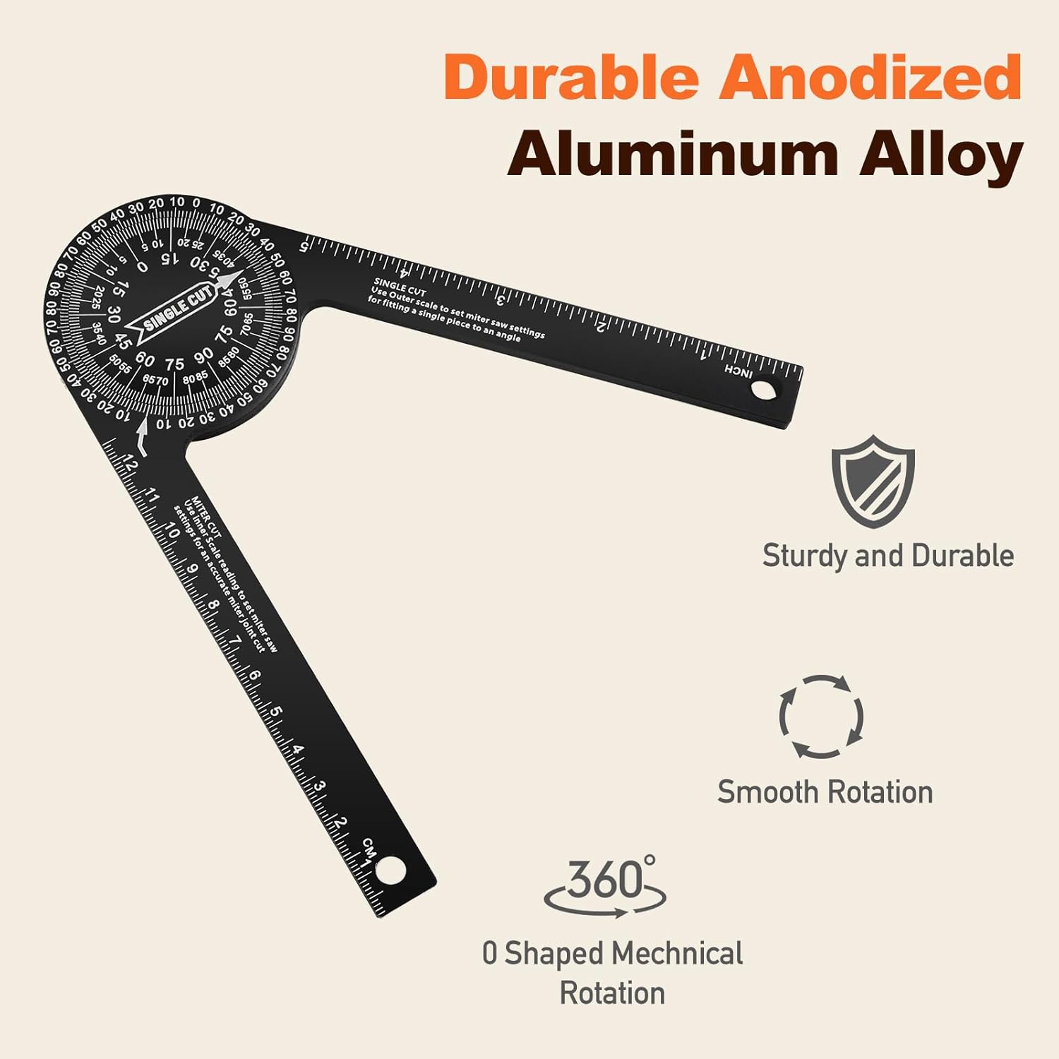 Aluminum Miter Saw Protractor| 7-Inch Rust Proof Angle Finder Featuring Precision Laser Engraved Scales Professional Miter Saw Protractor with Measuring Rulers for Angle Finder Carpentry, Crown Molding Tool & Baseboard building trade men BlackFriday