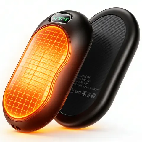 2-Pack Magnetic Rechargeable Hand Warmers - 3-Gear AI Temp Control, 145g Lightweight Aluminum Alloy+ABS, Palm Size, Anti-Scald Flannelette Bag, 3000mAh Multi-Use Warm Device, Valentine's Day Gift for Seniors, Portable for Home, Office, Outdoor Sports