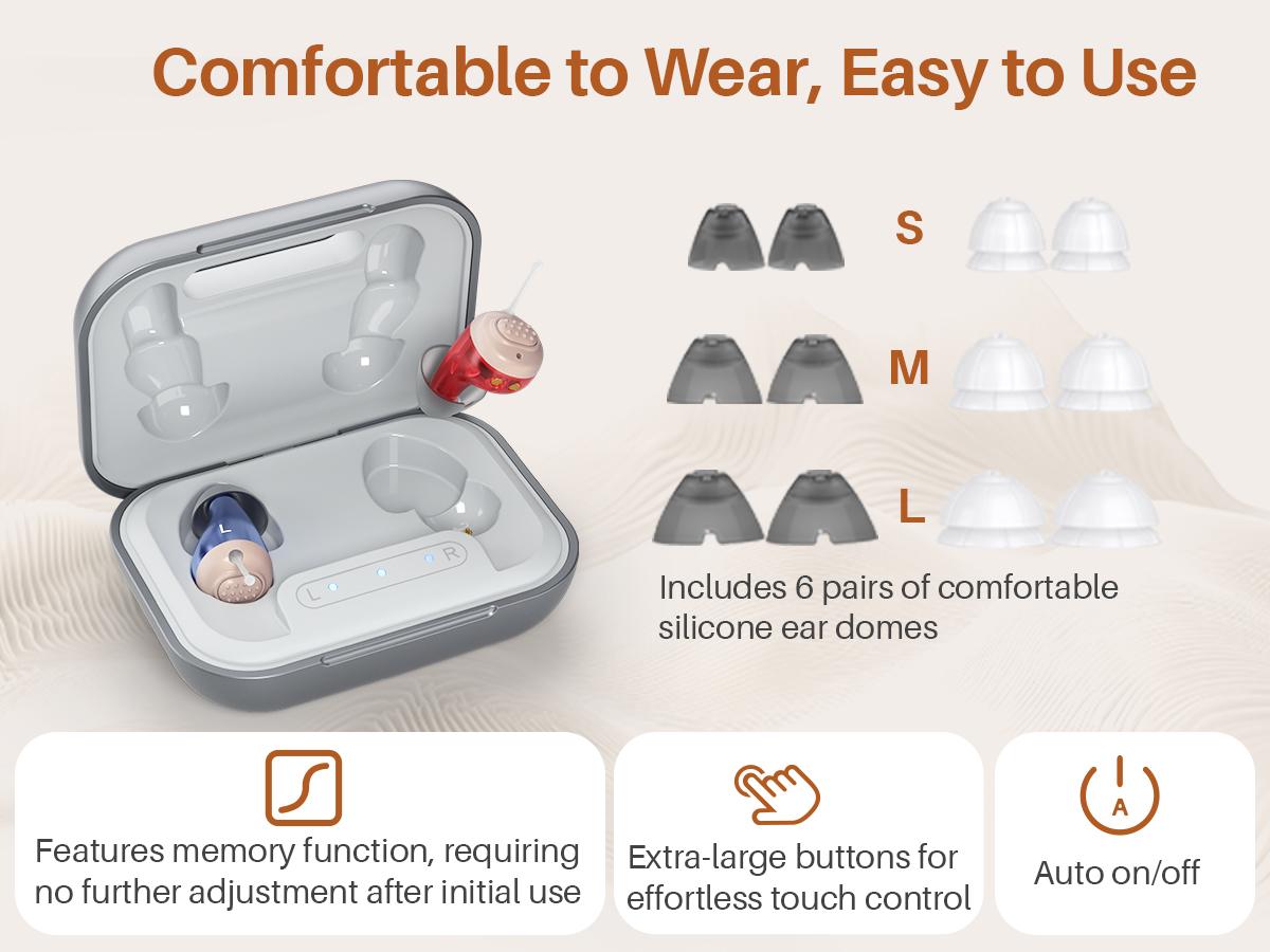 Litoulf OTC Hearing Aids Rechargeable (Including Charging Case), Comfortable In-Ear Hearing Aids for Seniors and Adults, 24-Channel Digital Noise Reduction, Clear Sound, Invisible Design, 80+ Hrs Battery Life