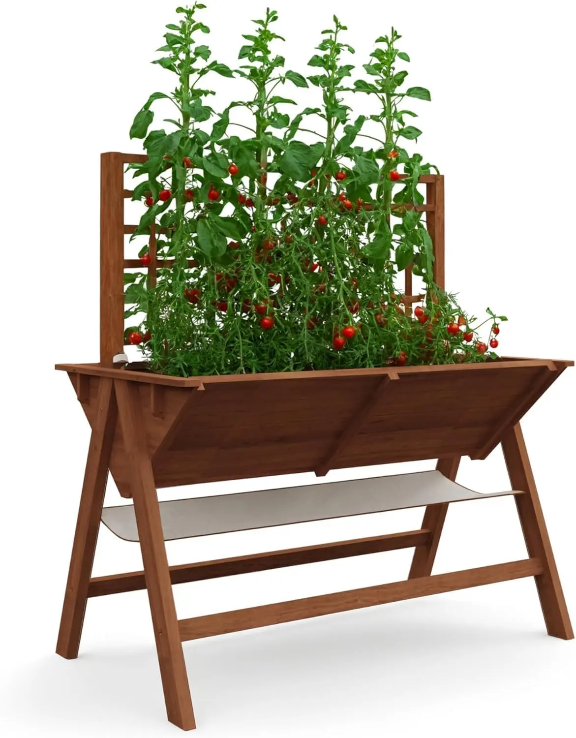 GARVEE Raised Garden Bed With Legs - 52x30x54in Wooden Elevated Raised Garden Beds Raised Planter Box With Vine Climbing Outdoor Standing Growing Bed for Growing Vegetables Flowers Herbs