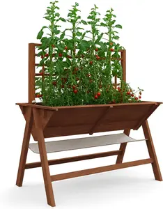 GARVEE Raised Garden Bed With Legs - 52x30x54in Wooden Elevated Raised Garden Beds Raised Planter Box With Vine Climbing Outdoor Standing Growing Bed for Growing Vegetables Flowers Herbs