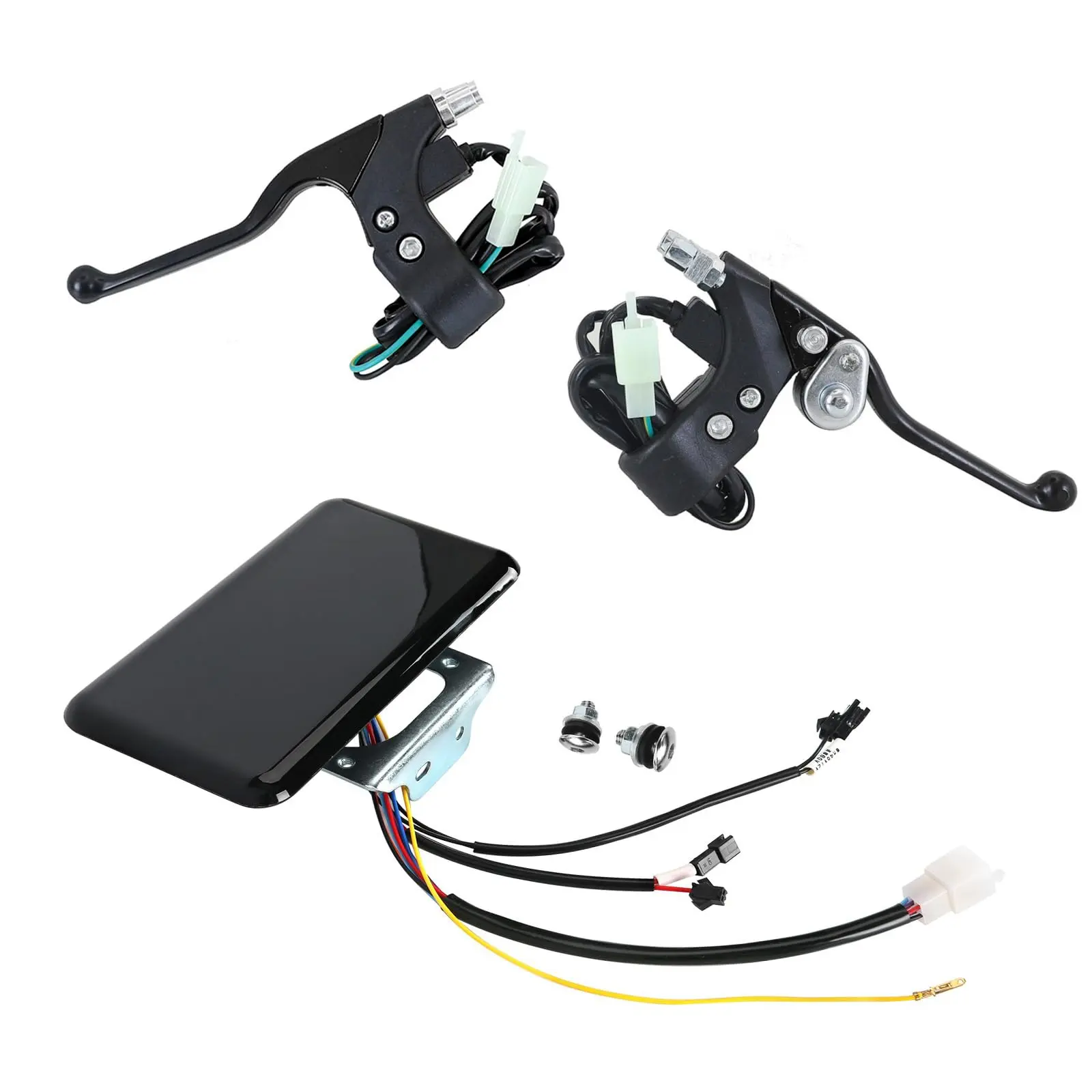 Motorcycle 10in1 LCD Display Speedometer + Hand Brake Levers for Scooter E-Bike Electric Dirt Pit Bike E100 E125 E150 E175 Go Kart Karting ATV UTV Drift Trike Golf Cart Quad Buggy Dune Moped Offroad