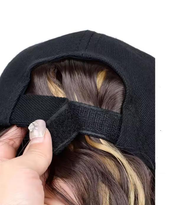 17.7inch Bob Hair With Baseball CapWave Curly Hair Hat Short SyntheticHair Extensions For Women