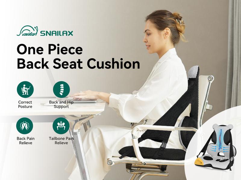 Snailax Memory Foam Lumbar Support Pillow, Car Seat Cushion, Office Chair Cushion, One Piece Chair Pad, Improve Posture, Sciatica, Hip & Back Coccyx Tailbone Pain