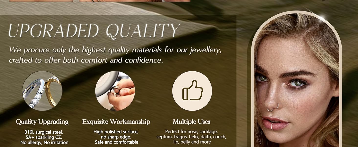 FASACCO 16G 18G Cartilage Earrings Hoop 316L Surgical Steel Tragus Earrings Hinged Rook Helix Cartilage Daith Helix Conch Tragus Piercing Jewelry FallFreshness