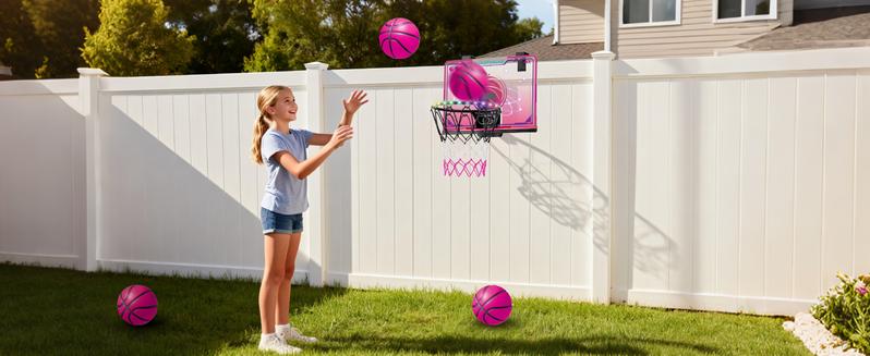 VATOS Basketball Hoop for Girls Indoor, LED Basketball Hoop with 7 Color Lights, Glowing Rim, Scoreboard & Remote Controller, Basketball Set Sports Toys Birthday Gifts for Girls Kids Teens 5-12