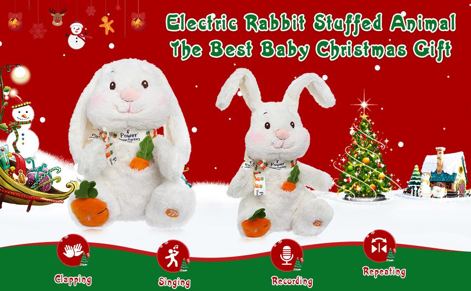 MIAODAM Talking Bunny Stuffed Animal Peek-A-Boo Interactive Plush Toy with Adjustable Volume Singing 15 Songs for Kids Birthday Gift for Toddlers Easter Gifts